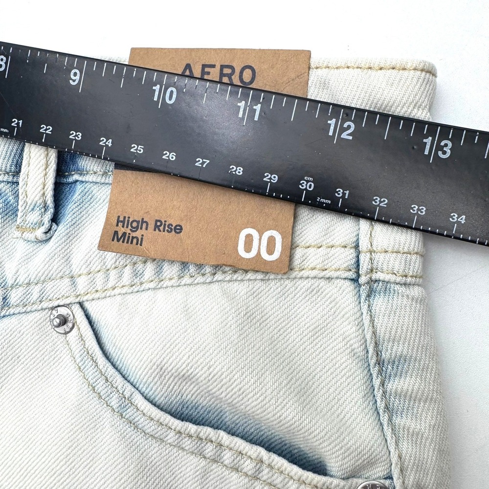 AEROPOSTALE NWT Womens 00 Light Blue Jean Acid Washed High Rise Mini Denim Skirt - Picture 7 of 8